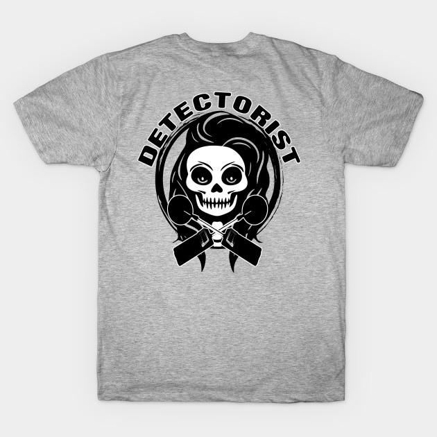 Female Detectorist Skull and Detector Black Logo by Nuletto